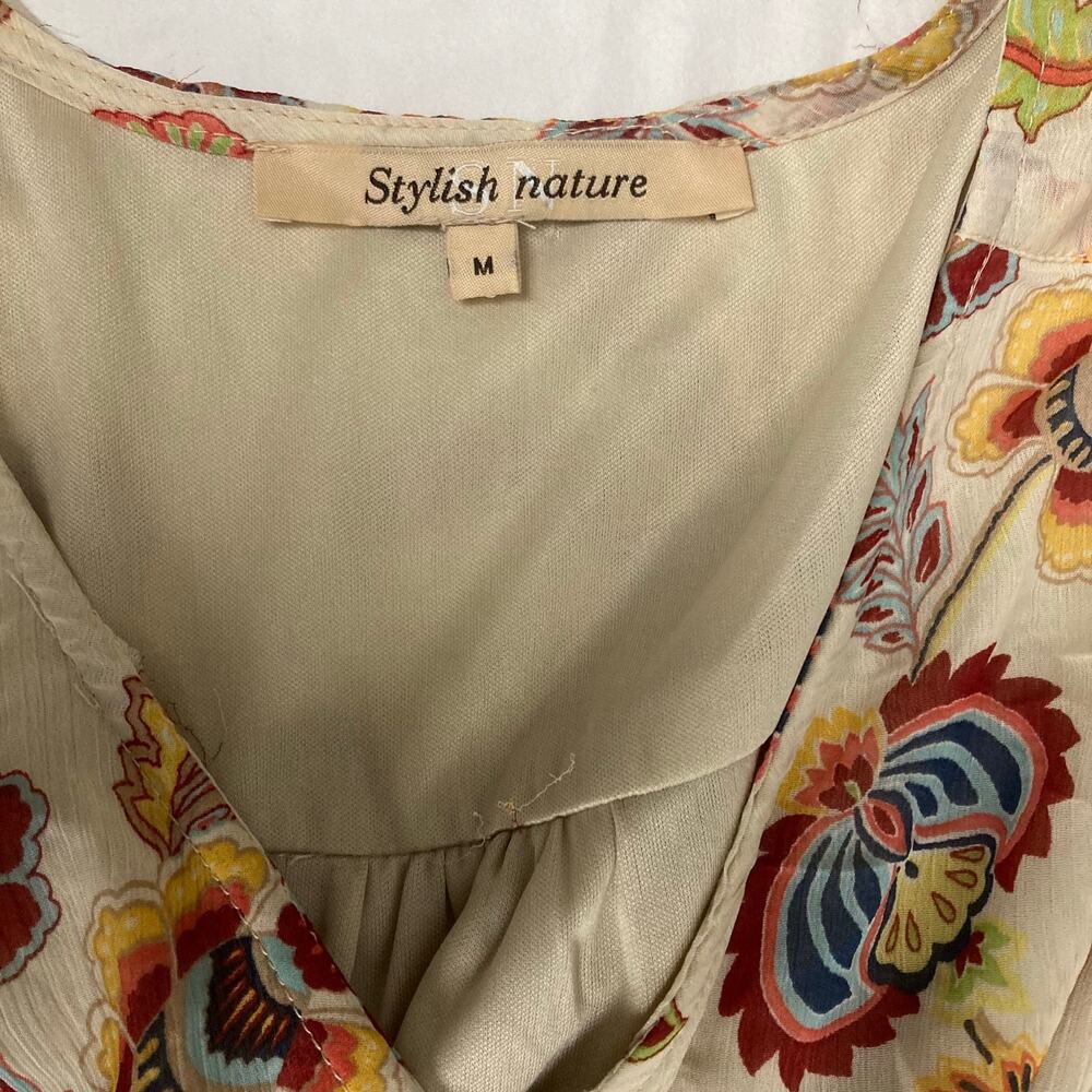 Stylish Nature Tiered Maxi Dress M Floral Pullover Ruffle Boho Chic Hippie Retro - Picture 3 of 9